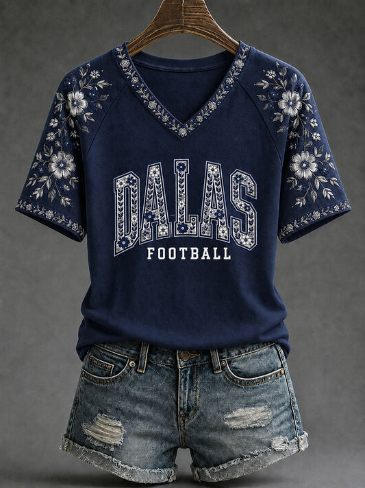 Women's Game Day Football Printed Casual T-Shirt gracestitchs