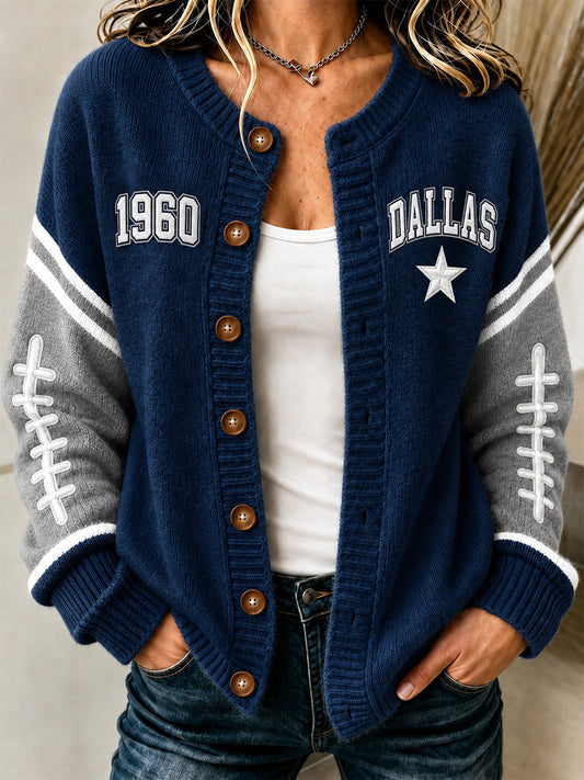 Women's Football Lover Buffalo Print Casual Cardigan gracestitchs