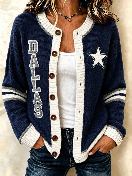 Women's Football Lover Buffalo Print Casual Cardigan