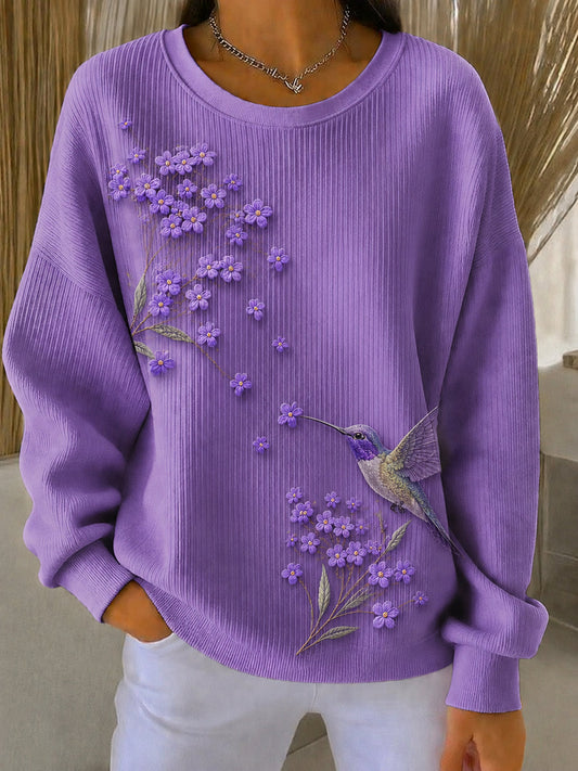 Women's Purple Art Print Casual Sweatshirt gracestitchs