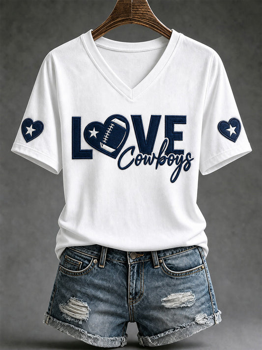 Women's Football Gameday Gift For Football Fans V-Neck Tee gracestitchs