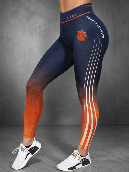 Women's Chicago Football Lover Bear Art Printed Leggings gracestitchs