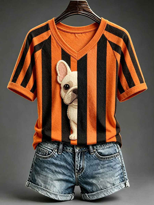 Women's French Bulldog Felt Art T-Shirt