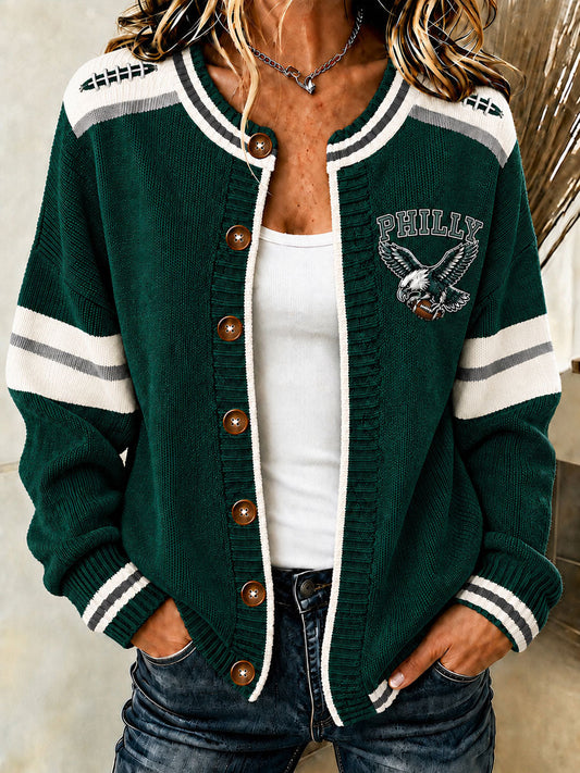 Women's Football Gameday Gift For Football Fans Cardigan-Style Knit Jacket gracestitchs