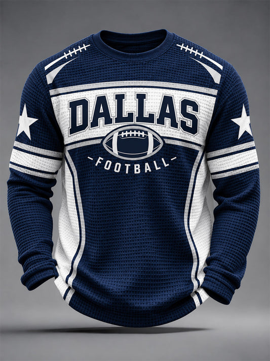 Men's Football Gameday Gift For Football Fans Casual Waffle Long Sleeve T-Shirt gracestitchs