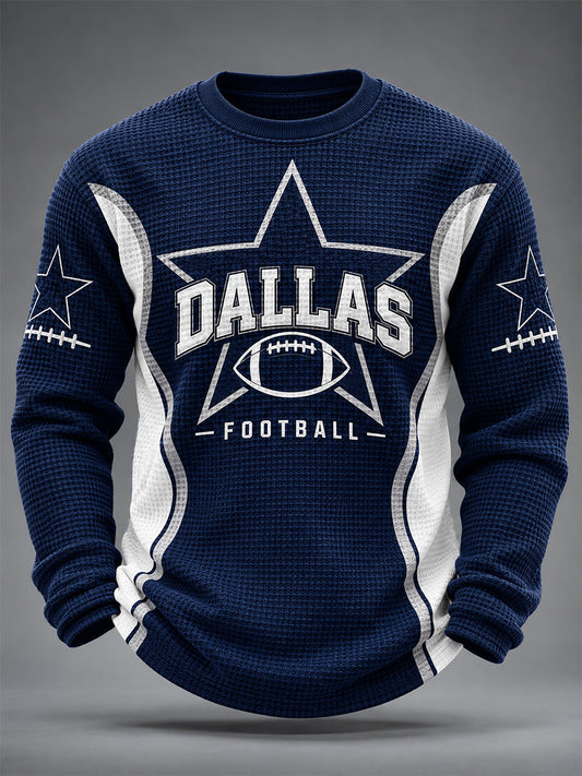 Men's Football Gameday Gift For Football Fans Casual Waffle Long Sleeve T-Shirt gracestitchs