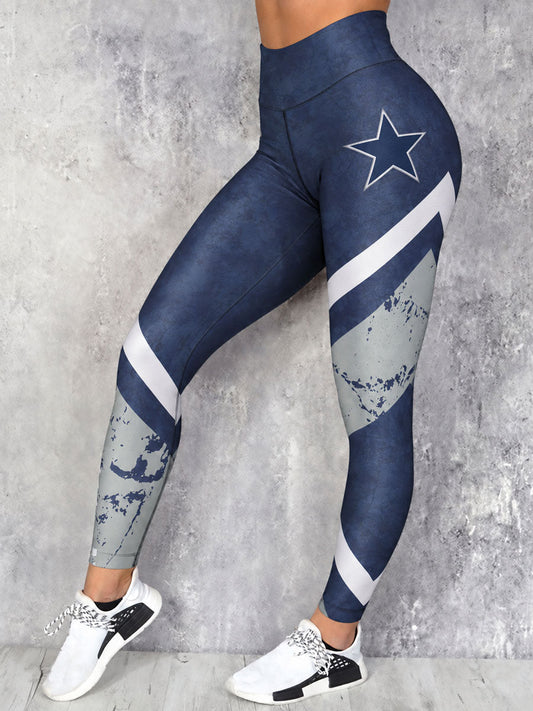 Women's Game Day Football Printed Casual Leggings gracestitchs