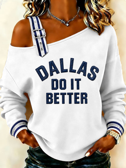 Women's Game Day Football Print Casual Sweatshirt gracestitchs