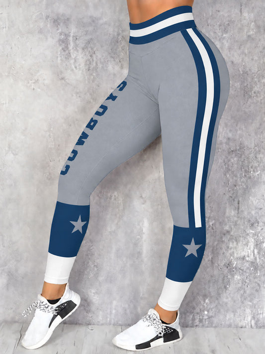 Women's Game Day Football Printed Casual Leggings gracestitchs