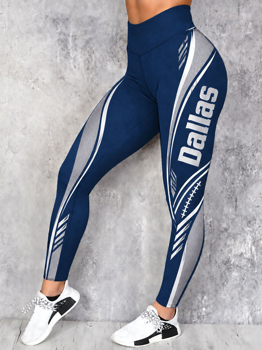 Women's Game Day Football Printed Casual Leggings gracestitchs
