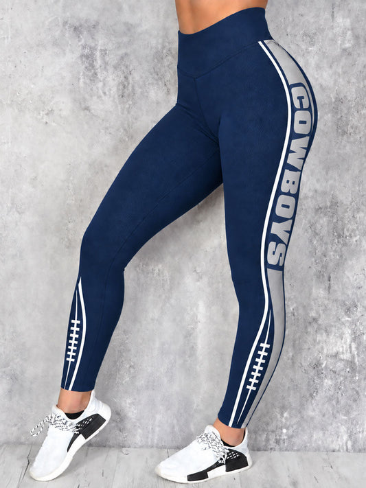 Women's Game Day Football Printed Casual Leggings gracestitchs