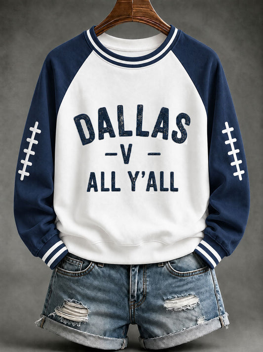 Women's Game Day Football Print Casual Sweatshirt gracestitchs