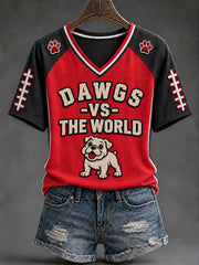 Women's Game Day Football Printed Casual T-Shirt gracestitchs