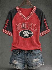 Women's Game Day Football Printed Casual T-Shirt gracestitchs