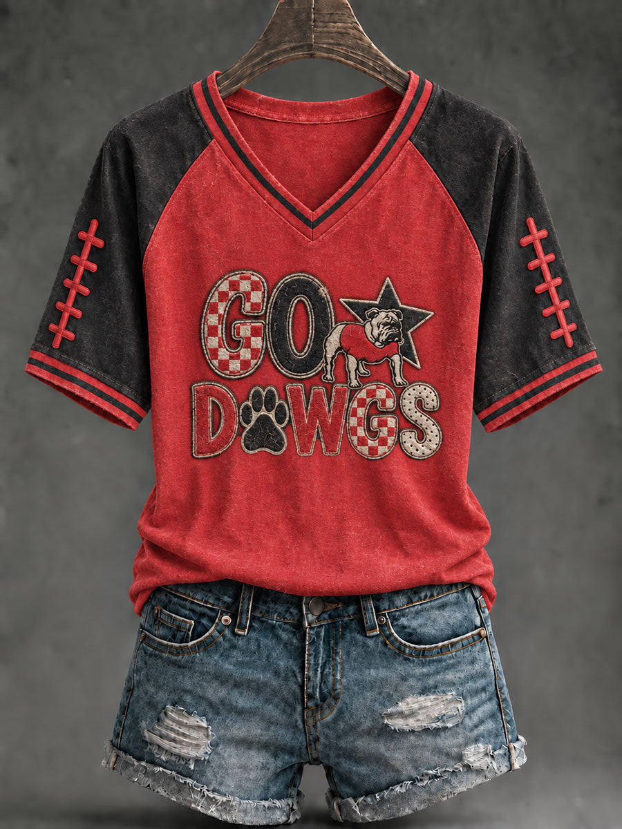 Women's Game Day Football Printed Casual T-Shirt gracestitchs