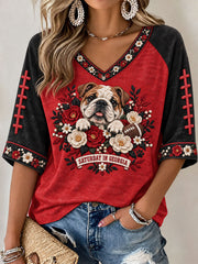 Women's Game Day Football Printed Casual T-Shirt gracestitchs