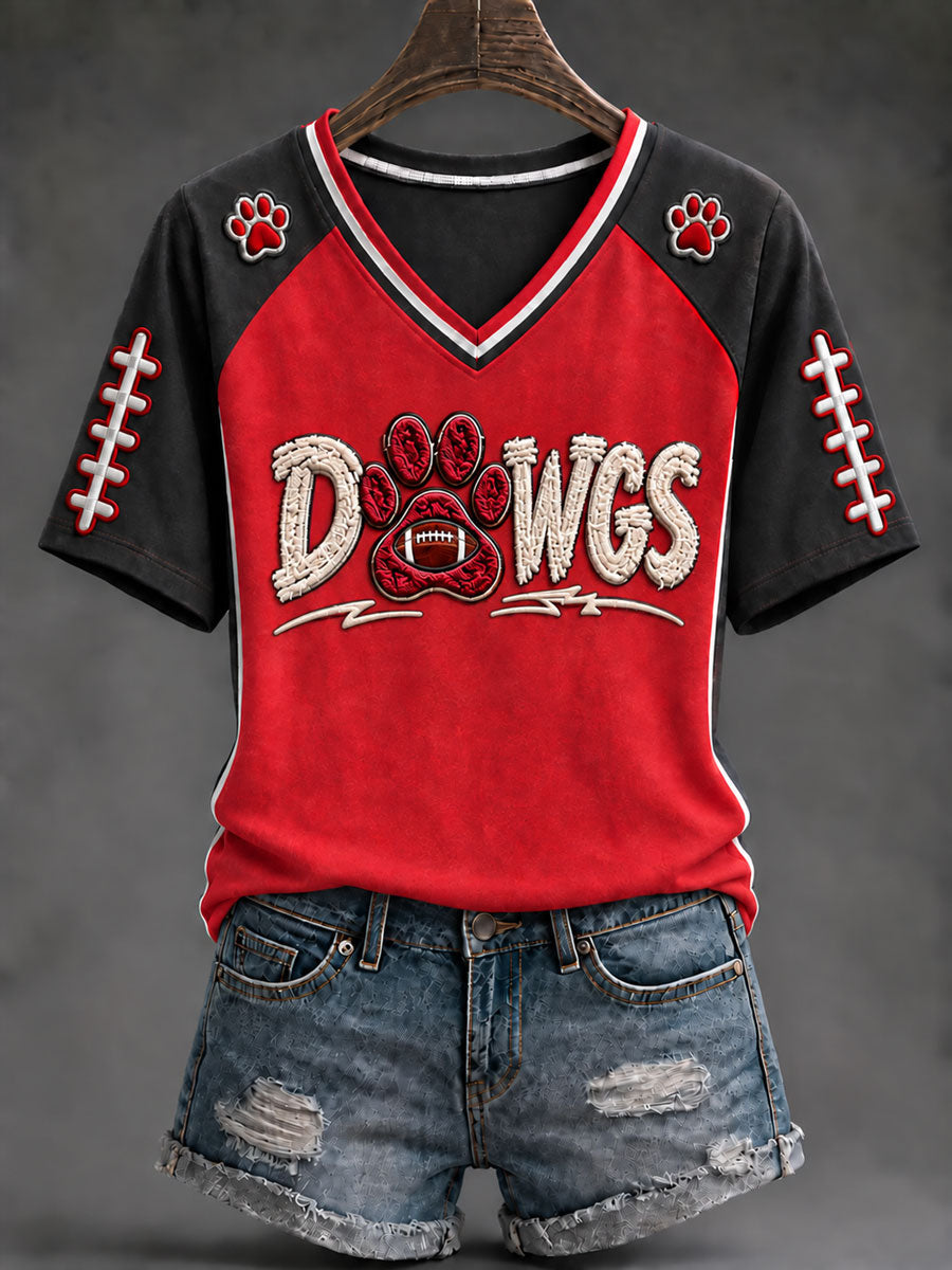 Women's Game Day Football Printed Casual T-Shirt gracestitchs