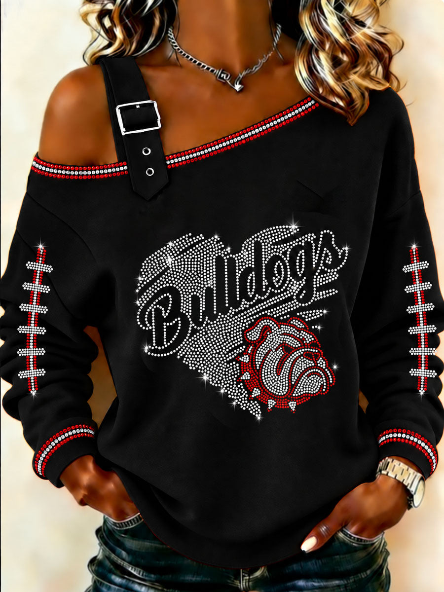 Women's Game Day Football Print Casual Sweatshirt gracestitchs