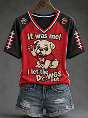 Women's Game Day Football Printed Casual T-Shirt gracestitchs