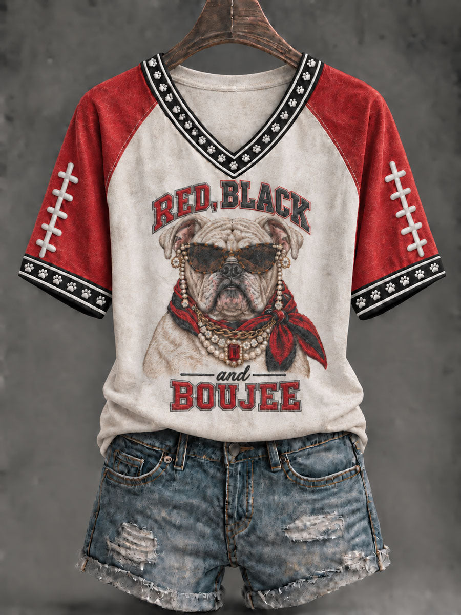 Women's Game Day Football Printed Casual T-Shirt gracestitchs