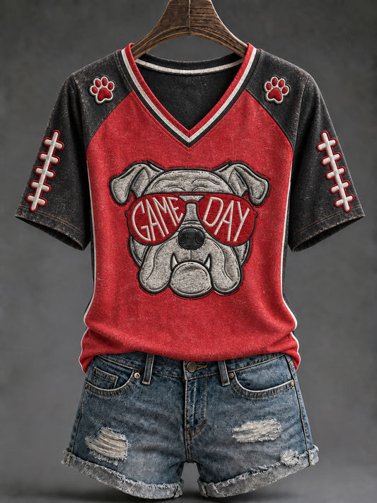 Women's Game Day Football Printed Casual T-Shirt gracestitchs