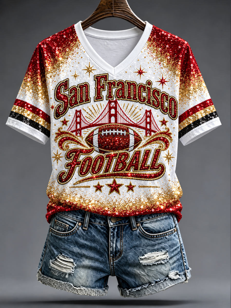 Women's Football Gameday Gift For Football Fans short-sleeved T-shirt gracestitchs
