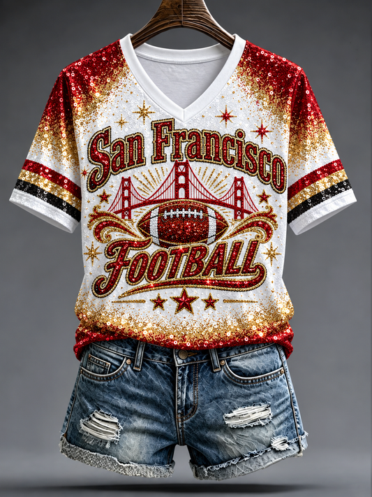 Women's Football Gameday Gift For Football Fans short-sleeved T-shirt gracestitchs