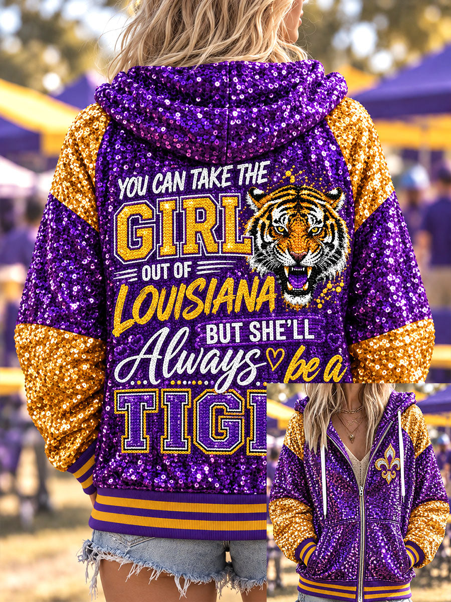 Women's "you can take the girl out of louisiana but she'll always be a tiger" jackets gracestitchs
