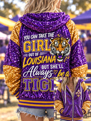 Women's "you can take the girl out of louisiana but she'll always be a tiger" jackets gracestitchs