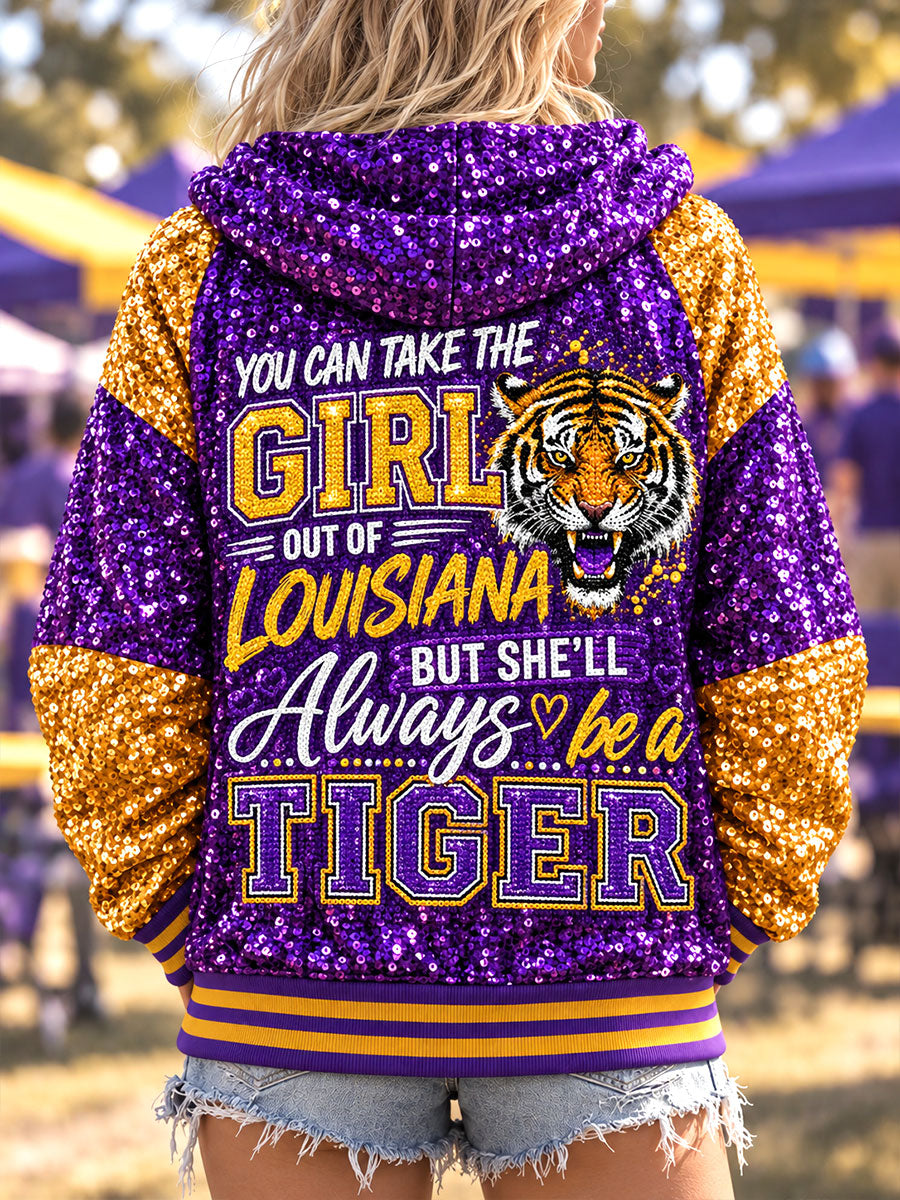 Women's "you can take the girl out of louisiana but she'll always be a tiger" jackets gracestitchs