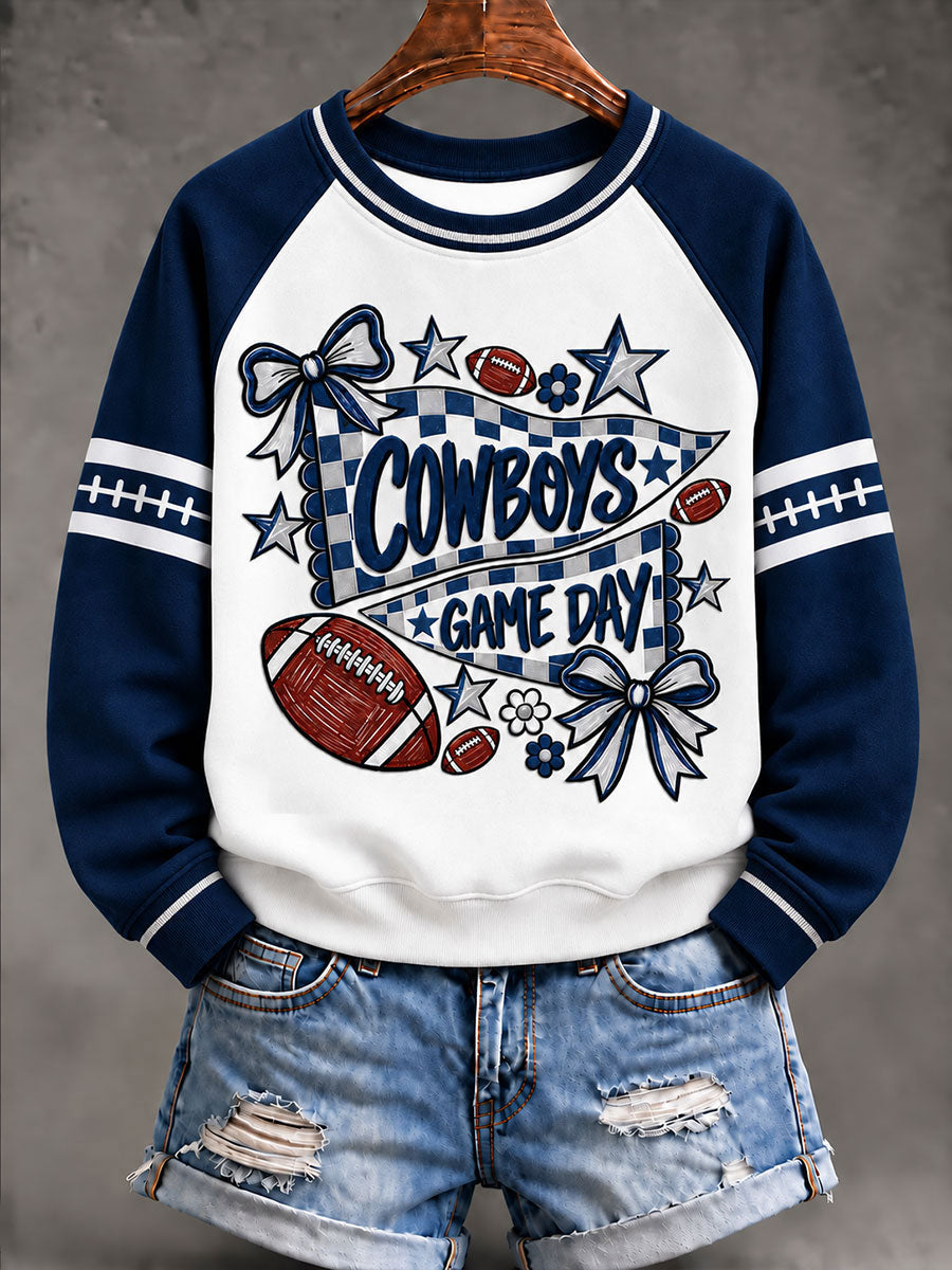Women's Cowboys Game Day Raglan Sleeve Sweatshirt gracestitchs