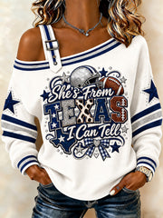 Women's Football Gameday Gift For Football Fans Casual Off-Shoulder Sweatshirt gracestitchs