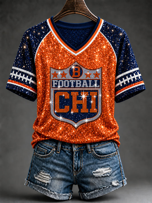Women's Football Gameday Gift For Football Fans V-neck  T-shirt gracestitchs