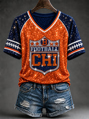 Women's Football Gameday Gift For Football Fans V-neck  T-shirt gracestitchs