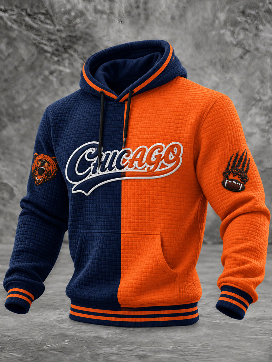 Men's Football Gameday Gift For Football Fans Checkered Cotton Hoodie gracestitchs