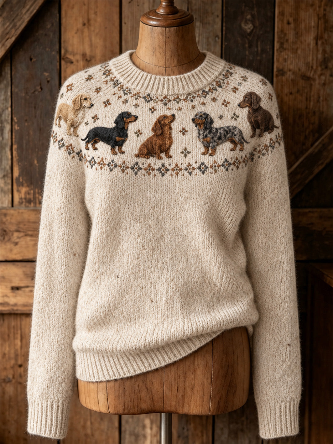Women's cute puppy design casual long-sleeve sweater gracestitchs