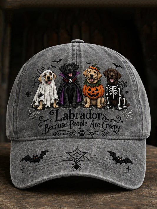 Unisex Labradors Because People Are Creepy Halloween Dogs Print Cap gracestitchs