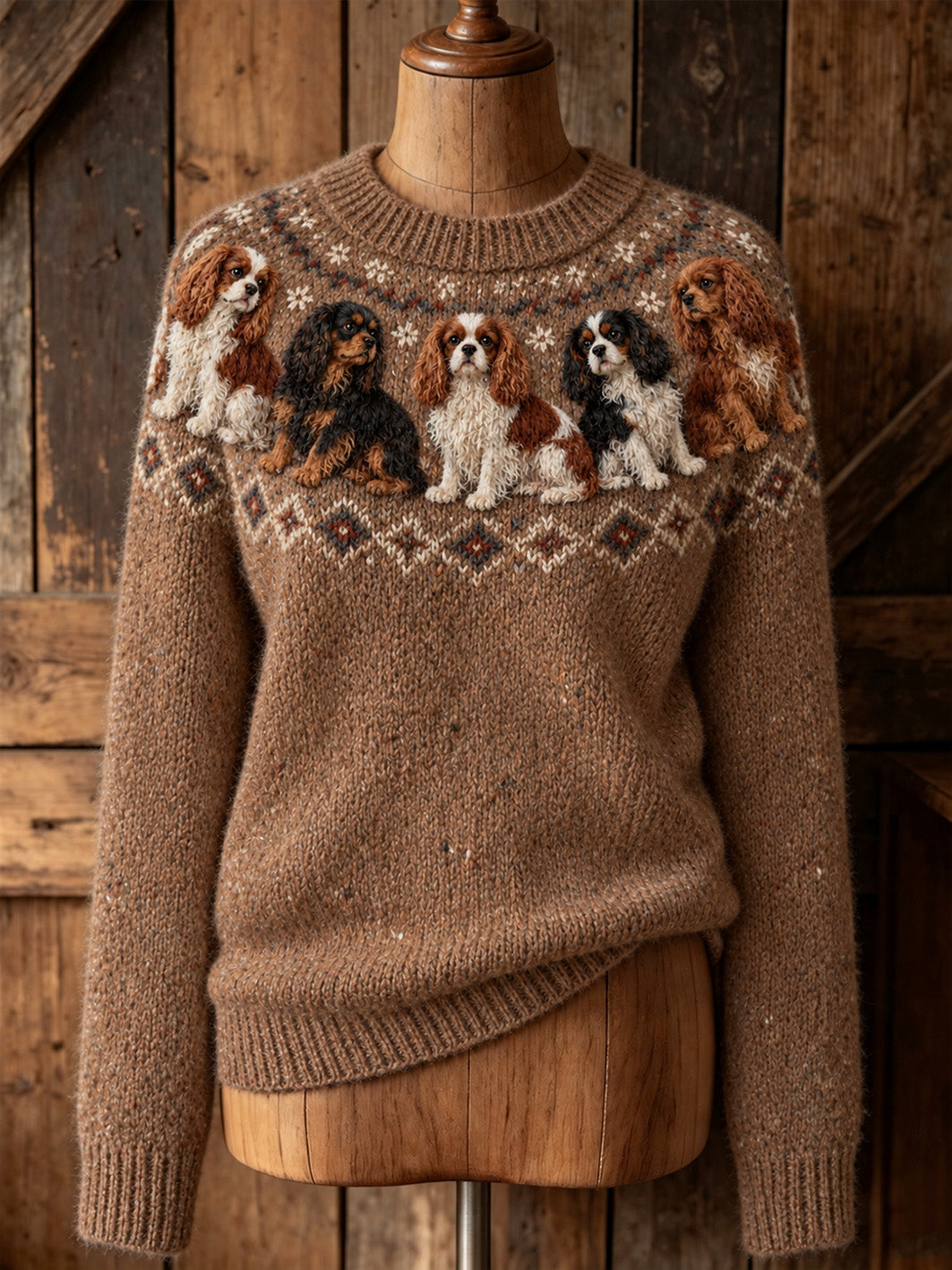 Women's cute puppy design casual long-sleeve sweater gracestitchs