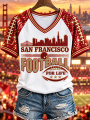 Women's V-neck off-shoulder short-sleeved T-shirt gracestitchs