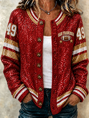 Women's Football Gameday Gift For Football Fans Cardigan-Style Knit Jacket gracestitchs