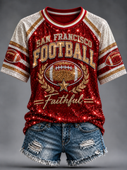 Women's Football Gameday Gift For Football Fans round neck short sleeve T-shirt gracestitchs