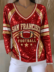 Women's Football Gameday Gift For Football Fans V-Neck T-Shirt gracestitchs