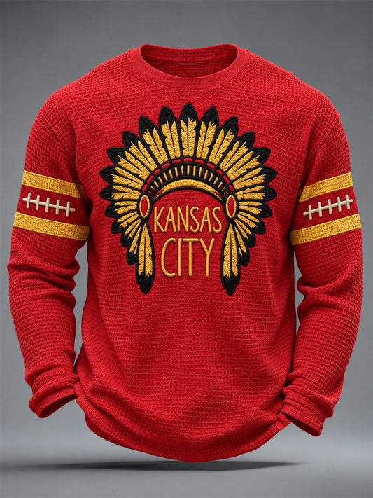 Men's Football Gameday Gift For Football Fans Waffle Long Sleeve T-Shirt gracestitchs