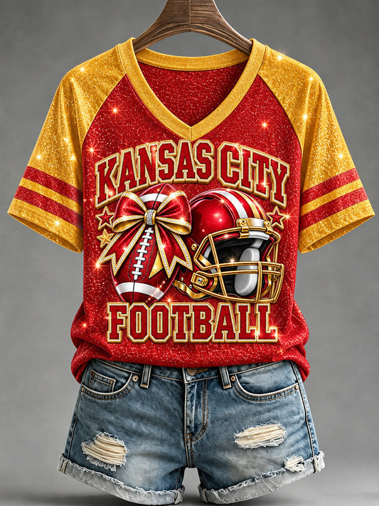 Women's Football Gameday Gift For Football Fans V-Neck Tee gracestitchs