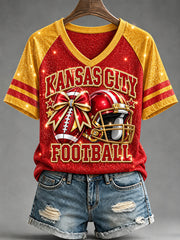 Women's Football Gameday Gift For Football Fans V-Neck Tee gracestitchs