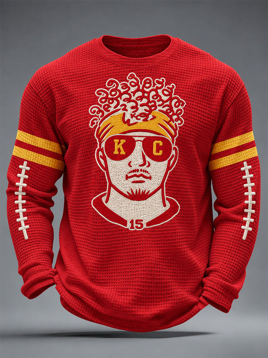 Men's Football Gameday Gift For Football Fans Waffle Long Sleeve T-Shirt gracestitchs