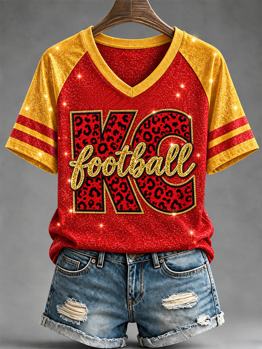 Women's Football Gameday Gift For Football Fans V-Neck Tee gracestitchs