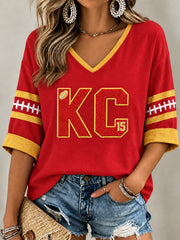 Women's Football Gameday Gift For Football Fans V-Neck Tee gracestitchs
