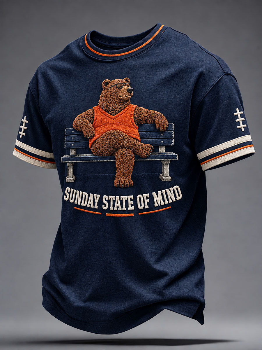 Men's Chicago Football Lover Bear Art Printed T-shirt gracestitchs