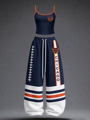 Women's Chicago Football Lover Bear Art Printed Sets gracestitchs